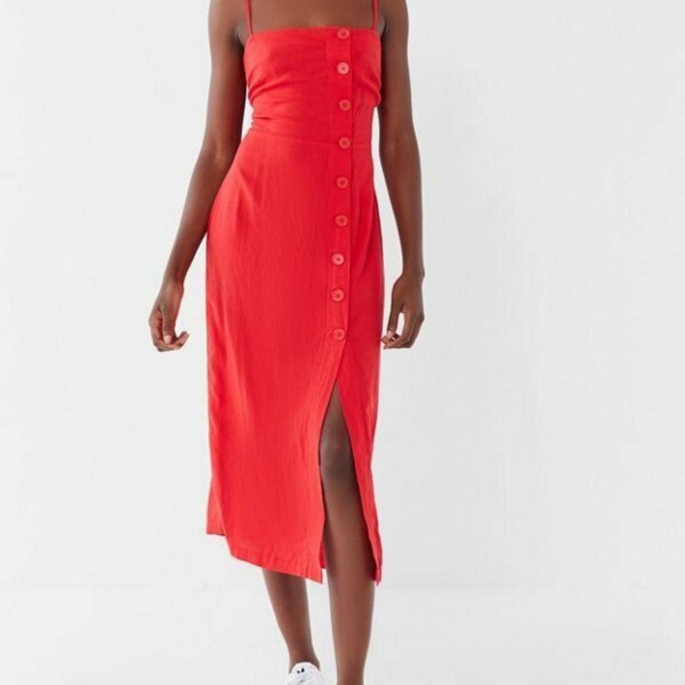 Red Linen Urban Outfitters Dress